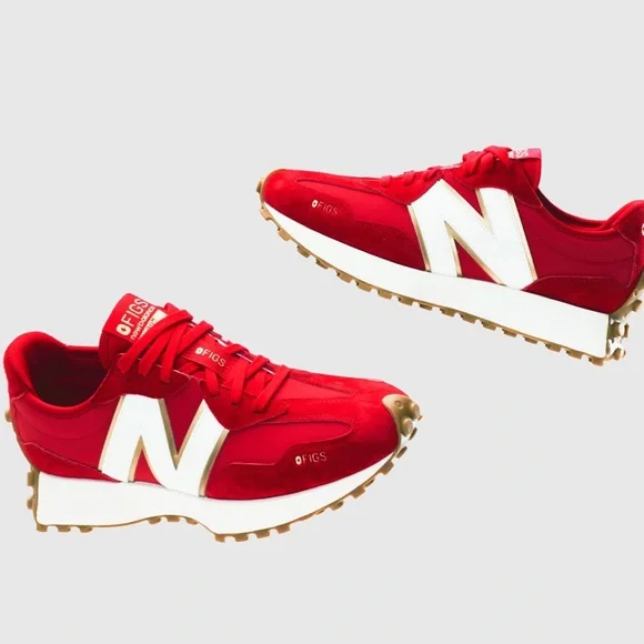 FIGS + New Balance POP Red and White Athletic Shoes - Picture 5 of 7